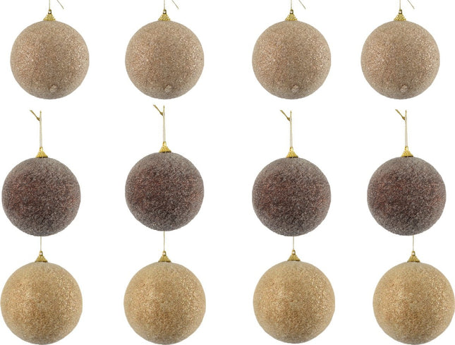 Prachtige kerstballen 10cm met gouden ophang lus | Kerstbal decoratie | 12 stuks