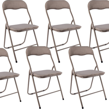6x Klapstoel met zithoogte van 43 cm Vouwstoel velvet zitvlak en rug bekleed - stoel - tafelstoel- tafelstoel - klapstoel - Velvet klapstoel - Luxe klapstoel - Met kussentjes - Stoelen - Klapstoelen - Stoeltje - Premium chair - beige taupe