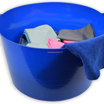 Stevige Flexibel Emmer Wasmand | Kuipen |75 liter Blauw | 59x63x41 CM | Wasmachine | Mand | Opbergmanden | Grote manden | Ronde manden