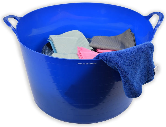 Stevige Flexibel Emmer Wasmand | Kuipen |75 liter Blauw | 59x63x41 CM | Wasmachine | Mand | Opbergmanden | Grote manden | Ronde manden