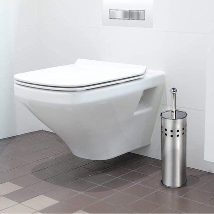 6 Stuks Toiletborstel RVS - Wcborstel Rvs - RVS Toiletborstel in houder - Toiletborstelhouder - Wc borstel - Toiletborstel - Zilver - RVS