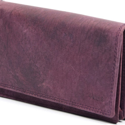 4East® Vintage Leren Dames Portemonnee | Paars | RFID |Stoer Leer Portemonnee Huishoud portemonnee | Dames | Harmonica portemonnee | buffelleer Portemonnee | Overslag portemonnee