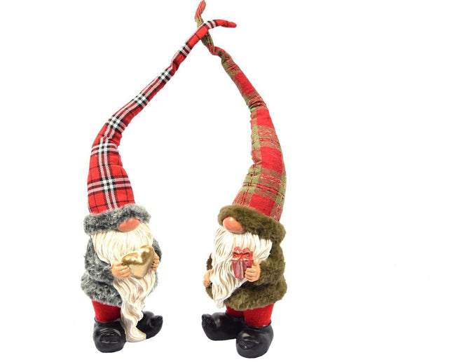 2x Kerst kabouter in schattig design | 12x10x50 |tuinkabouter voor kerst decoratie |decoratieve kabouter kamerdecoratie voor binnen en buiten |dwerg klein