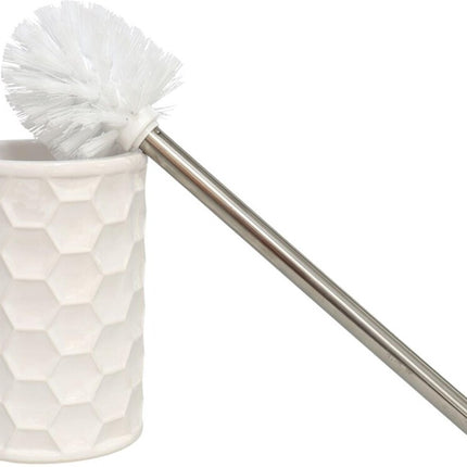 Toiletborstel RVS - Premium Wc borstel Rvs - RVS Toiletborstel in houder - Toiletborstelhouder - Wc borstel - WC Borstel Set Vrijstaand Keramiek met witte RVS borstel - Hond - Porselein 