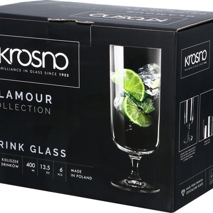 Krosno Kristal glazen - Cocktailglazen / Drinkglazen - 400 ml. - 6 Delig