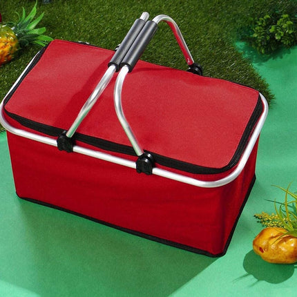Opvouwbare boodschappenmand, met koelfunctie, thermomand met handvat, 25 l, deksel met ritssluiting, koelmand, rood