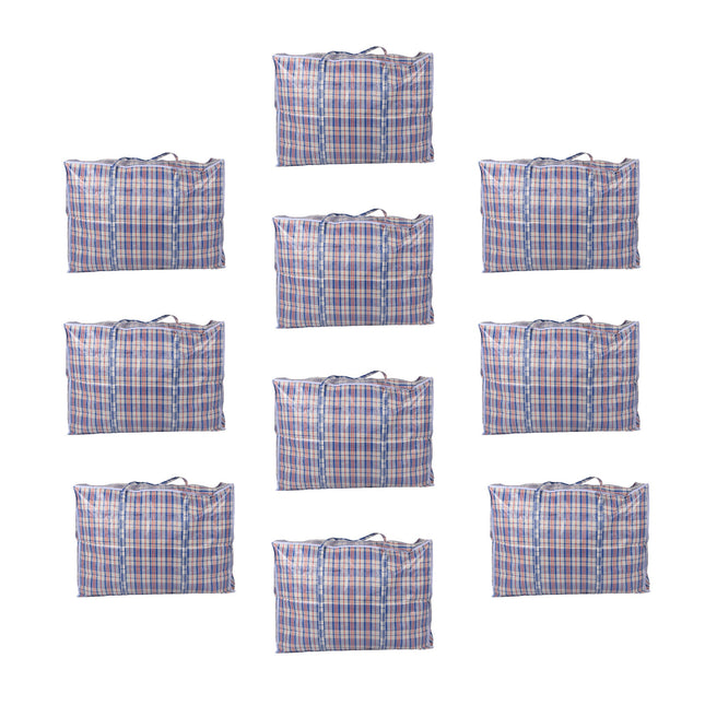Opbergtas XXL - 130L - Afmetingen: 80cm x 58cm x 28cm (LxBxH) - Blauw, Wit & Rood - Inhoud: 10x Opbergtas met Ritsluiting