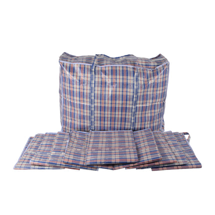 Opbergtas XXL - 130L - Afmetingen: 80cm x 58cm x 28cm (LxBxH) - Blauw, Wit & Rood - Inhoud: 10x Opbergtas met Ritsluiting