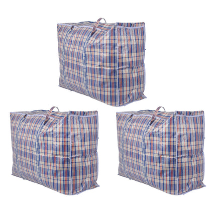 Praktische Opbergtas XXL - 130L Volume - Blauw, Wit & Rood - 3x Rits Opbergtassen - Ideaal voor Kleding en Speelgoed