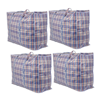 Ruime Opbergtas XXL - Praktische Wastas - 130L Volume - 80cm x 58cm x 28cm - Blauw, Wit & Rood - 4x Opbergtas met Ritsluiting