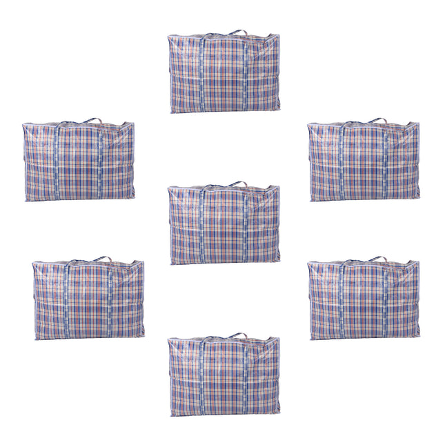 Opbergtas met Rits - 130 liter Volume - 80cm x 58cm x 28cm (L/H/B)  - Blauw, Wit & Rood - Inhoud: 7x Opbergtas met Ritsluiting