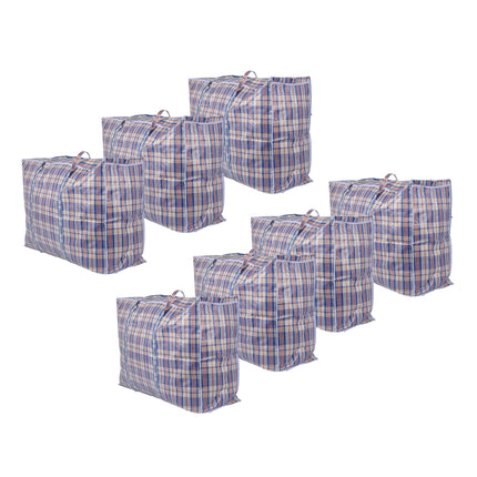 Opbergtas met Rits - 130 liter Volume - 80cm x 58cm x 28cm (L/H/B)  - Blauw, Wit & Rood - Inhoud: 7x Opbergtas met Ritsluiting