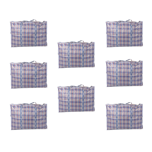 Opbergtas voor XXL Opslagruimte - 130L - Afmetingen: 80cm x 58cm x 28cm - Blauw, Wit & Rood - Inhoud: 8x Opbergtas met Ritsluiting 