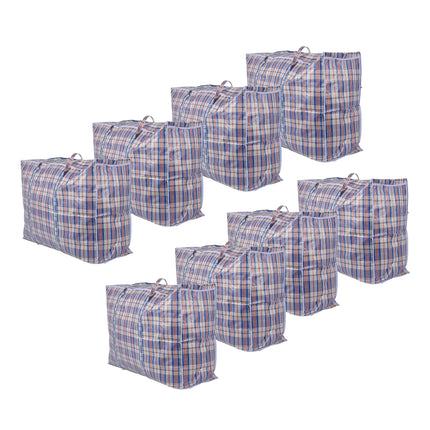 Opbergtas voor XXL Opslagruimte - 130L - Afmetingen: 80cm x 58cm x 28cm - Blauw, Wit & Rood - Inhoud: 8x Opbergtas met Ritsluiting 