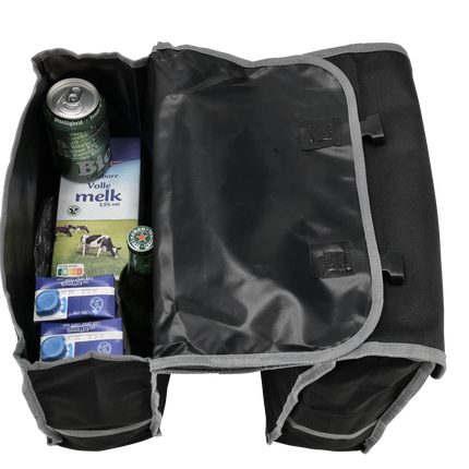 Sacoche double pour vélo Basic : sacoche en polyester pour vélo électrique d'une capacité de 32 litres, imperméable et facile à fixer 