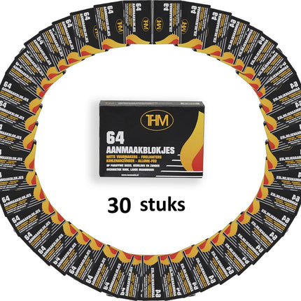 30 X Barbecue aanmaakblokjes - BBQ aanmaak - BBQ - Aanmaakblokjes THM wit paraffine - aanmaakblokjes kopen - aanmaakblokjes wit