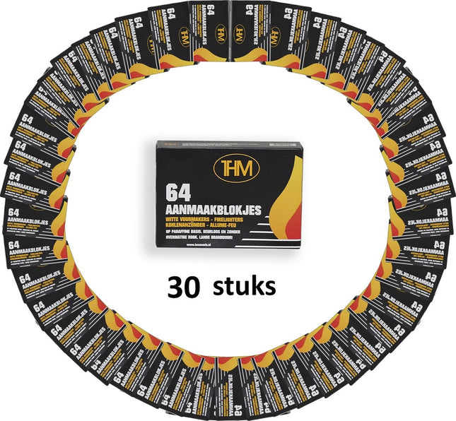 30 X Barbecue aanmaakblokjes - BBQ aanmaak - BBQ - Aanmaakblokjes THM wit paraffine - aanmaakblokjes kopen - aanmaakblokjes wit