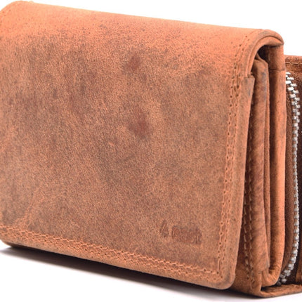 Portemonnee - portemonnee dames - portemonnee heren - portemonnee pasjes- Volledig leer- 4E-458 - RFID Protected Anti skim - 4East - Cognac - Camel - Portemonnee dames camel - Portemonnee Klein