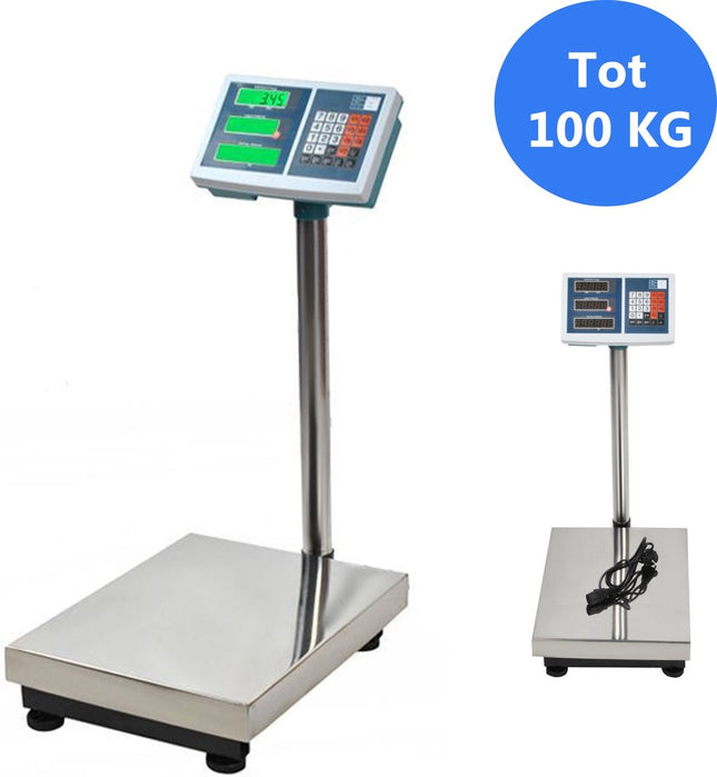 Discountershop® Digitale Platformweegschaal - 65 x 30 x 40 cm - Plateau Weegschaal - Tot 100 kg