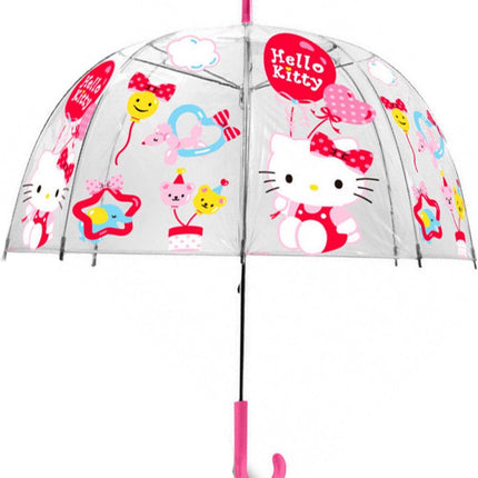 Kinder paraplu Hello Kitty transparant 48 cm - Hello Kitty paraplus voor kinderen - Transparant