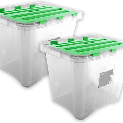 Opbergbox 24 liter 2 stuks in de verpakking Groen - formaat 29.5 x 39 x 30 cm - Opbergdoos - Opbergkist
