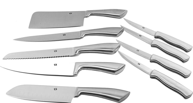 Messen 9 stuks RVS - Koksmes - Broodmes - vleesmes - Santoku mes - steakmes 4x - Hakmes
