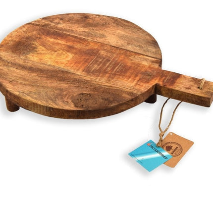 Serveerplank - Tapasplank Snijplank -mangohout Duurzaam - rond - 39.5x29.5 cm