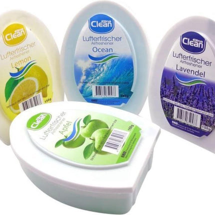 CLEAN Luchtverfrisser met 4 verschillende geuren Lavendel , Ocean , Lemon en Apple per 150 gram