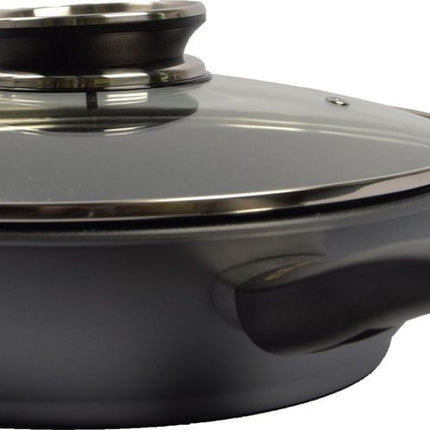 Keukenpan - Ø 28 cm - Luxe keukenpan van 28cm Anti-aanbaklaag - handvat zwart - Pan met Deksel
