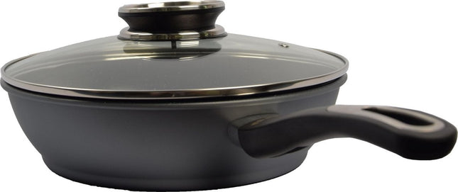 Keukenpan - Ø 28 cm - Luxe keukenpan van 28cm Anti-aanbaklaag - handvat zwart - Pan met Deksel
