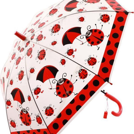 Kinderparaplu met Lieveheersbeestjes print 96 cm paraplu - Disney Kinderparaplu 96 cm automatische paraplu met Transparant en Fluitje inbegrepen