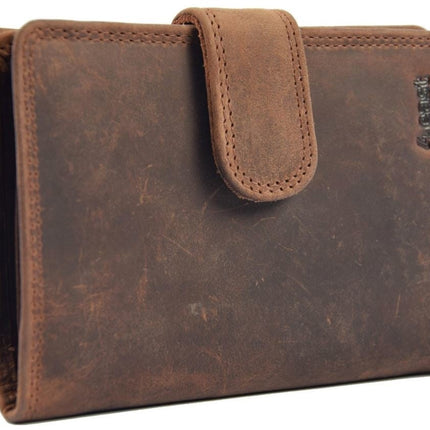 Leren Portemonnee - RFID Portemonnee Leer - 13x9x3cm - Portemonnee met Veel Vakjes voor Pasjes, Muntvak en Ritssluiting - Unisex Anti-Skim Buffelleer Portemonnee