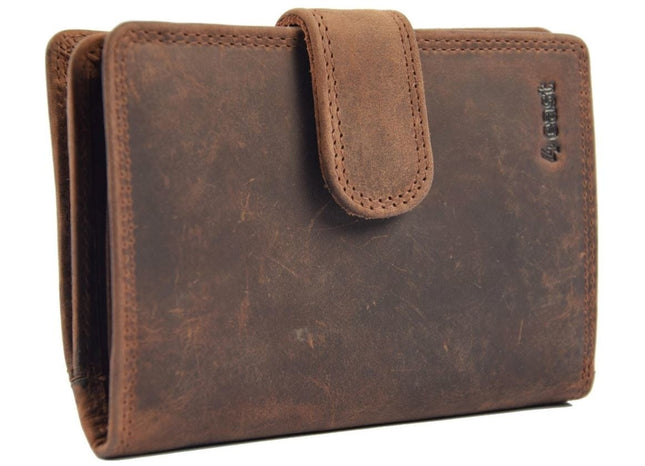 Leren Portemonnee - RFID Portemonnee Leer - 13x9x3cm - Portemonnee met Veel Vakjes voor Pasjes, Muntvak en Ritssluiting - Unisex Anti-Skim Buffelleer Portemonnee
