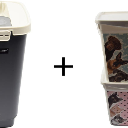 Set van 3x Voeropslag Hond en Kat | 6+4liter| Voedercontainer |Voerton |Hondenvoer/kattenbak |Katten |Voer | Kattencontainer | Droogvoer |Voedselbak | Container |Kattenbakvulling |Hondenbakvulling
