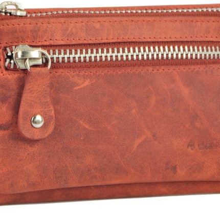 Trendy Portemonnee Met Muntenvak - Rfid Buffelleer - 10 Pasjes - 7 Vakken - 8.9 x 14 cm 