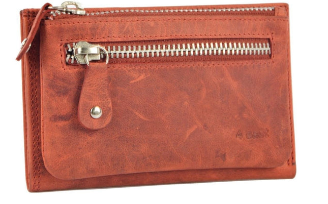 Trendy Portemonnee Met Muntenvak - Rfid Buffelleer - 10 Pasjes - 7 Vakken - 8.9 x 14 cm 