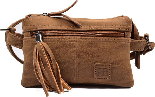 Tas - tasssen - bags - Bag- Bicky Bernard- Harmonica 3-Vaks tasje - schoudertasje - crossbody tasje - Camel