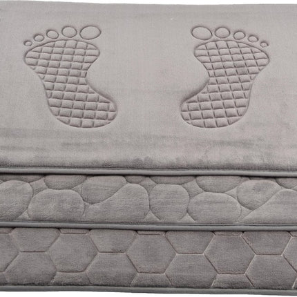 Badmat & WC Mat Set -Douche mat set - Grijs - 80cm x 50cm - badmat set 3-delig - Soft Foam - Extra Zacht - FOAM