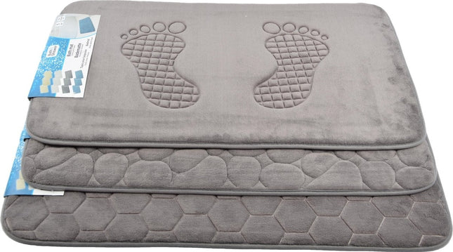 Badmat & WC Mat Set -Douche mat set - Grijs - 80cm x 50cm - badmat set 3-delig - Soft Foam - Extra Zacht - FOAM