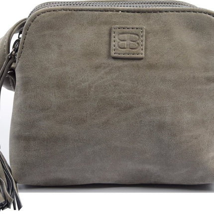 Bicky Bernard Schoudertas Grijs met 3 ritsen - tas - tassen - schoudertas dames - handtas - grijs schoudertas - schoudertas meiden - 