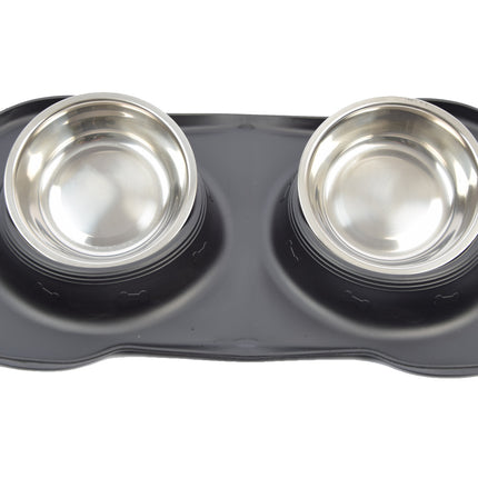  Voerbak hond van RVS 36 cm x 21 cm x 3 cm - hondenvoerbak , waterbak kat , honden drinkbak , Antislip hondenvoerbak 