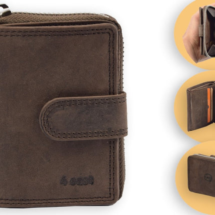 Portemonnee Buffelleer| portemonnees dames - Portemonnee heren - Portemonnee pasjes - RFID Protected Anti skim - 4East - 4E-209-