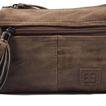 Tas - tasssen - bags - Bag- Bicky Bernard- Harmonica 3-Vaks tasje - schoudertasje - crossbody tasje - Donkerbruin