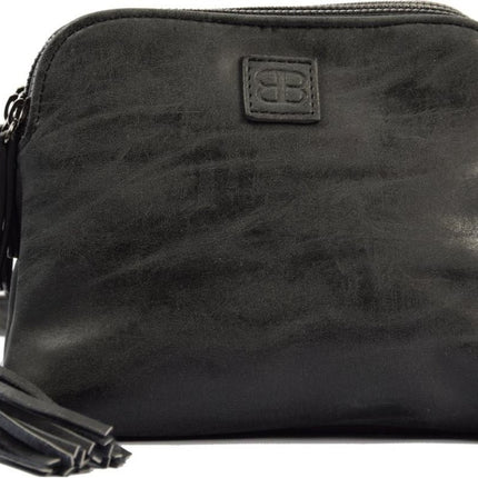 Bicky Bernard Schoudertas Zwart met 3 ritsen - tas - tassen - schoudertas dames - handtas - zwart schoudertas - schoudertas meiden - 