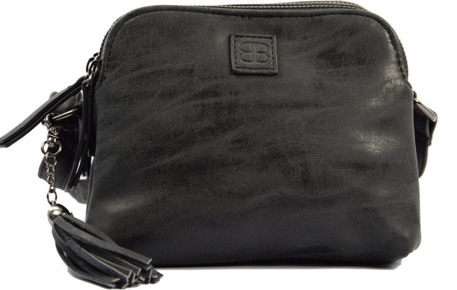 Bicky Bernard Schoudertas Zwart met 3 ritsen - tas - tassen - schoudertas dames - handtas - zwart schoudertas - schoudertas meiden - 
