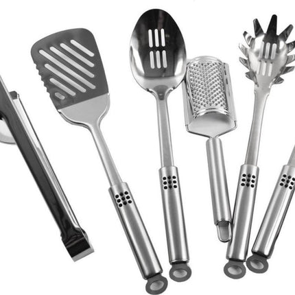 Kookgerei set - Set Keukengerei - spaghettivork - Opscheplepel - Kaasrasp - Schuimspaan - barkspaan- Pastatang - RVS Kookgerei set
