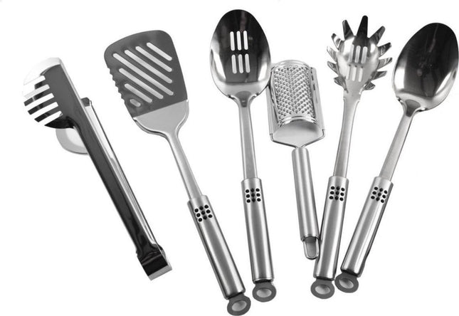 Kookgerei set - Set Keukengerei - spaghettivork - Opscheplepel - Kaasrasp - Schuimspaan - barkspaan- Pastatang - RVS Kookgerei set