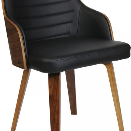 Eetkamerstoel industrieel cognac - Eetkamerstoelen met armleuningen - Eco leer stoel waterafstotend - Eetkamerstoel met armleuning