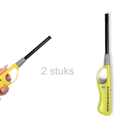 Gasaansteker -Aanstekers 26 cm – Kinderslot – Verstelbare vlam-Keukenaansteker-Gasaansteker voor Kaarsen, BBQ en Keuken – Geel&Groen