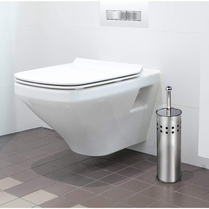 2 Stuks Toiletborstel RVS - Wcborstel Rvs - RVS Toiletborstel in houder - Toiletborstelhouder - Wc borstel - Toiletborstel - Zilver - RVS